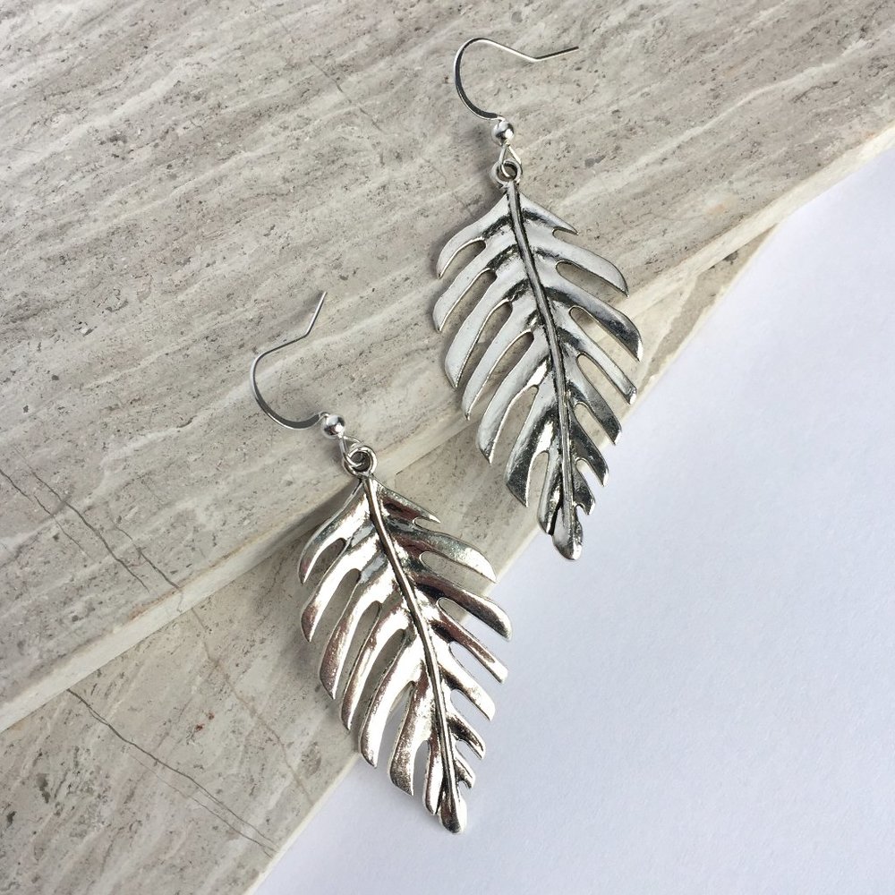Silver Fern Leaf Earrings